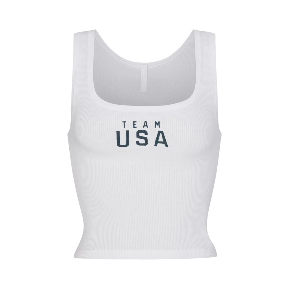 SKIMS Team USA White Crop Tank Top